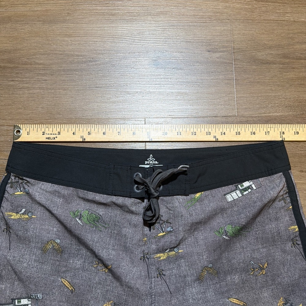 PRANA HIGH SEAS BOARD SHORTS SWIM TRUNKS MENS 34 Brown Black - Picture 8 of 10